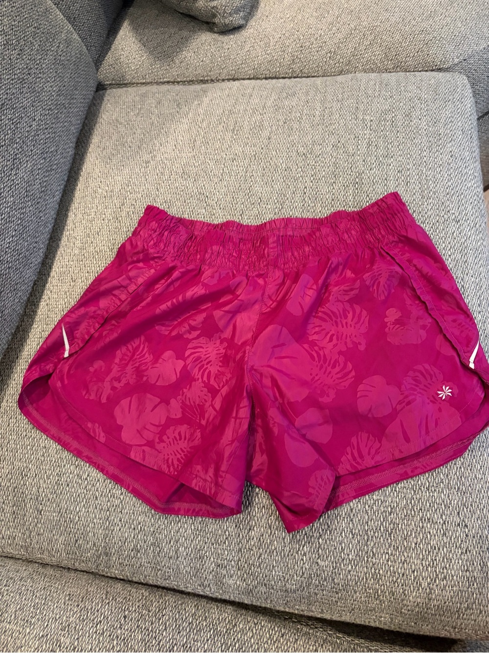 Athleta Bright Fuchsia “Run With It” Floral Athletic Shorts